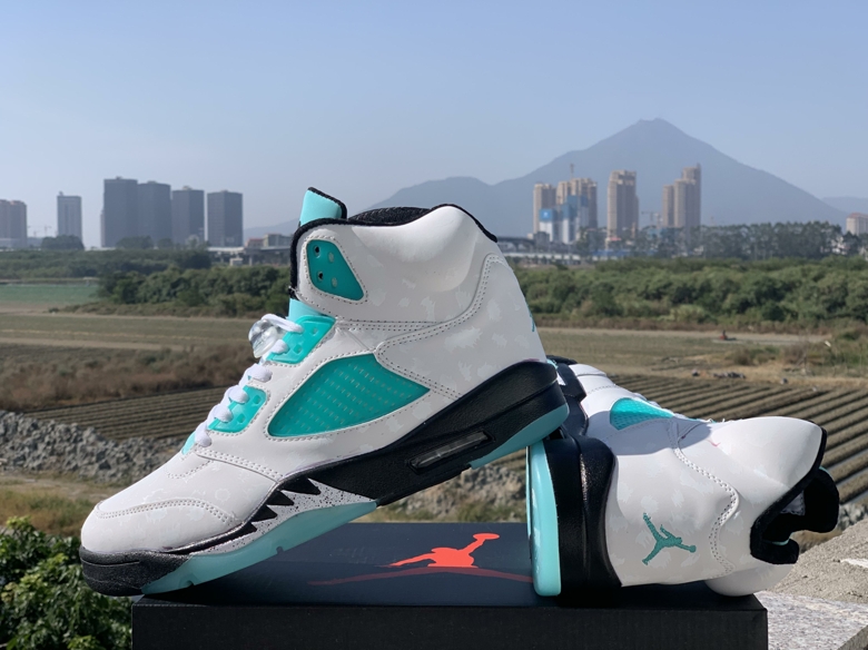 2019 Men Jordan 5 Island Green Shoes
